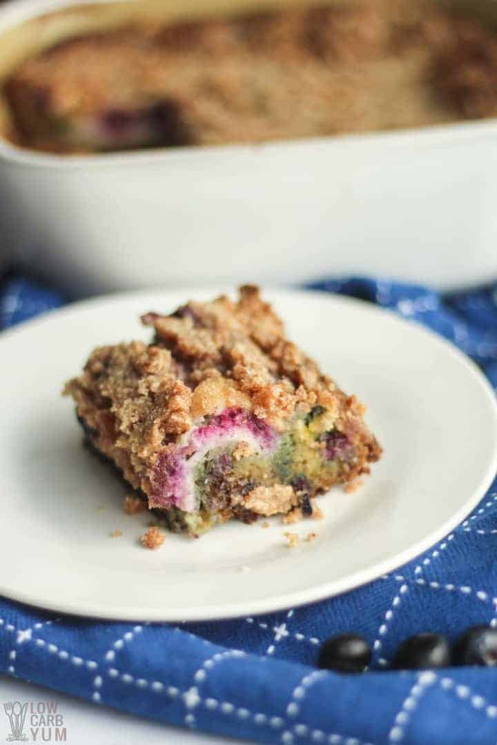 Blueberry low carb coconut flour coffee cake
