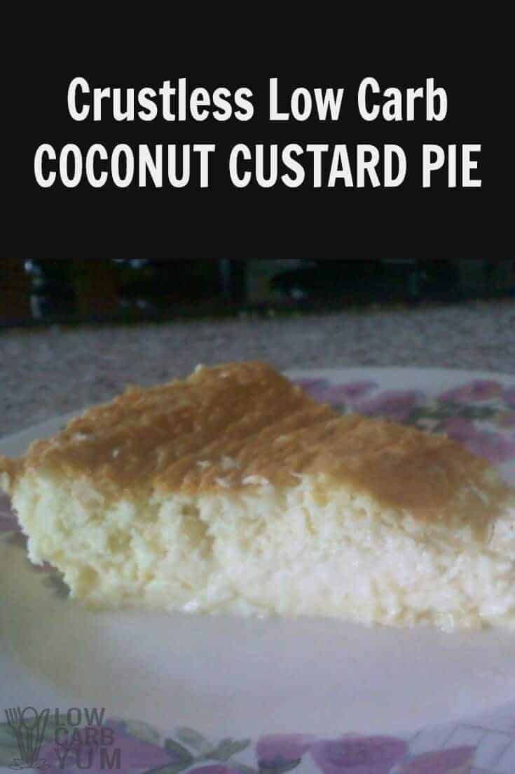 Low carb dairy free crustless coconut custard pie recipe