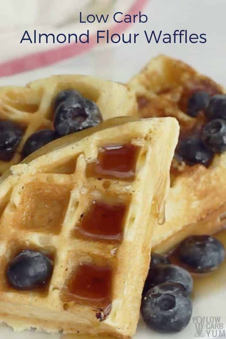 almond flour waffles close with blueberries