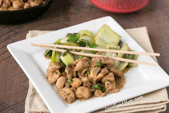 Filipino chicken adobo on square plate