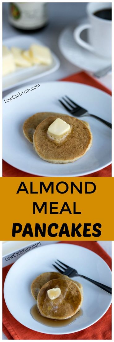 Low carb and gluten free almond meal pancakes are easy to make using almond flour. This basic recipe is very popular. Perfect with sugar free syrup! | lowcarbyum.com