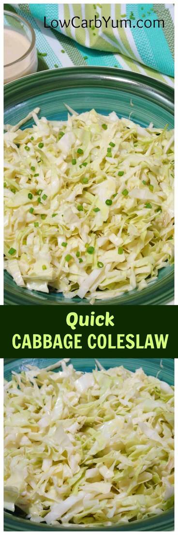This easy #lowcarbcoleslaw recipe omits the carrots to keep carbs low. The creamy #sugarfreedessing is sweetened with stevia. | LowCarbYum.com