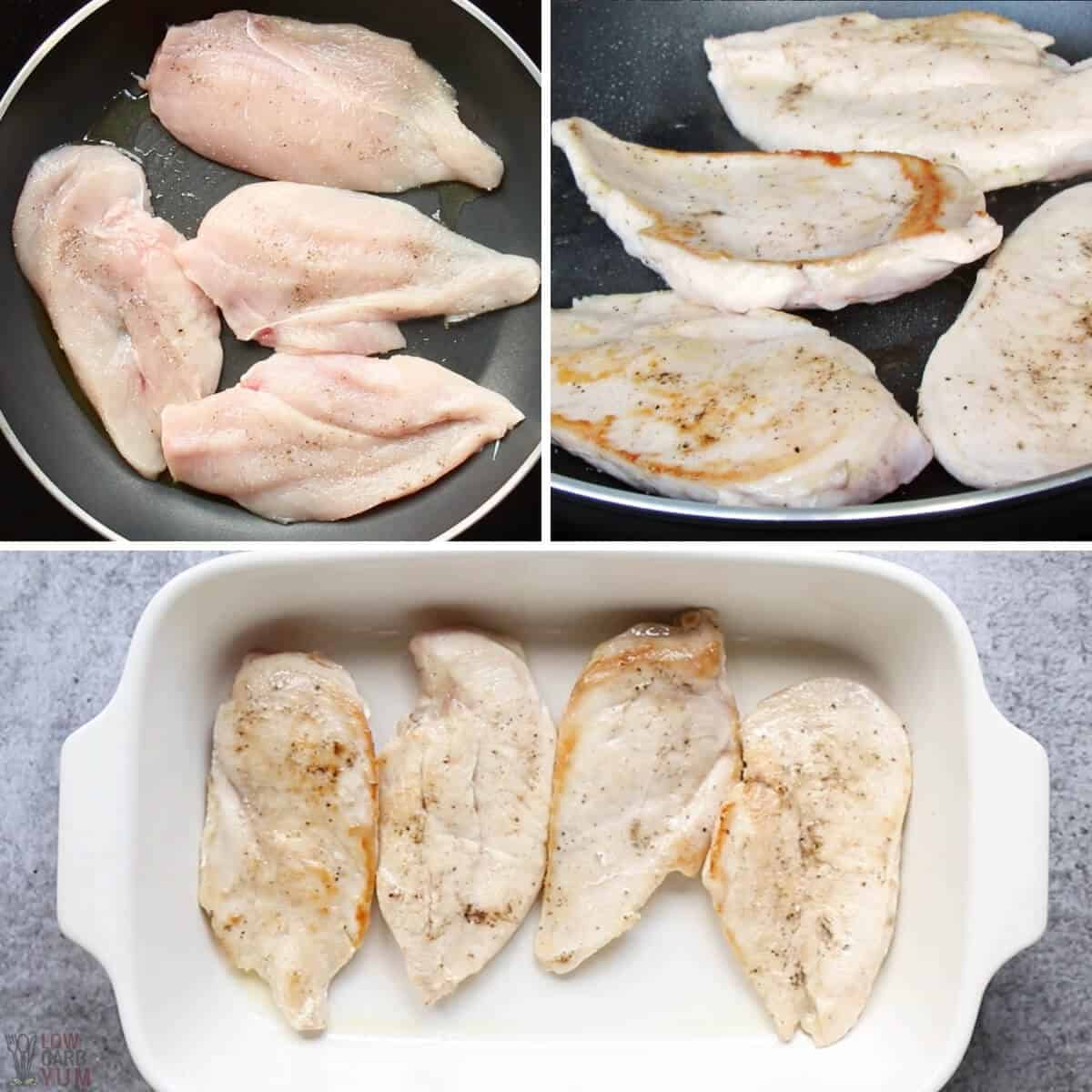 preparing chicken for the casserole