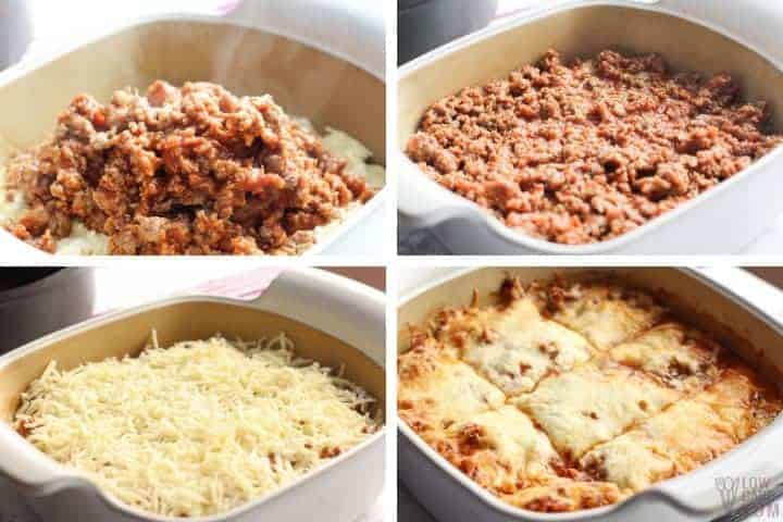 Final layers of the keto eggplant lasagna