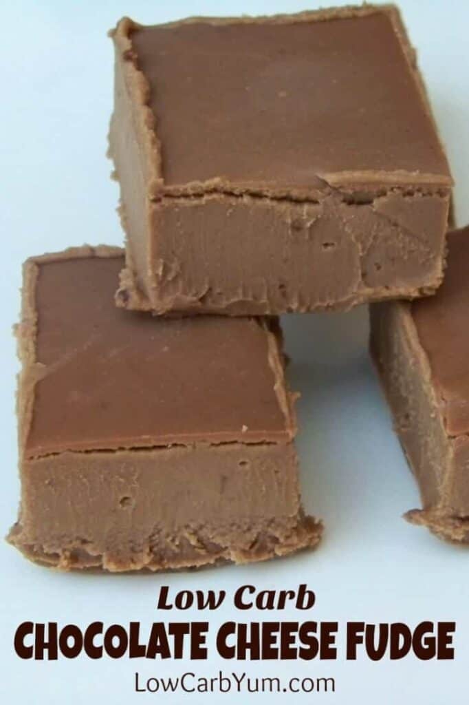 Low carb chocolate fudge made with cheese cover