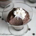 low carb chocolate mousse with whipped cream in bowl