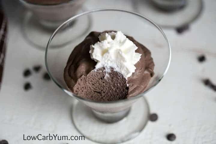 chocolate mousse with spoon bite