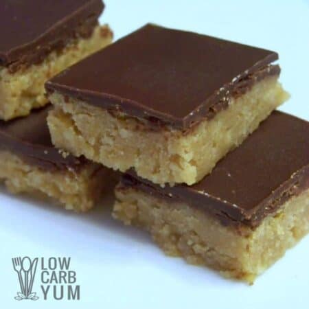 Low carb peanut butter cups in squares