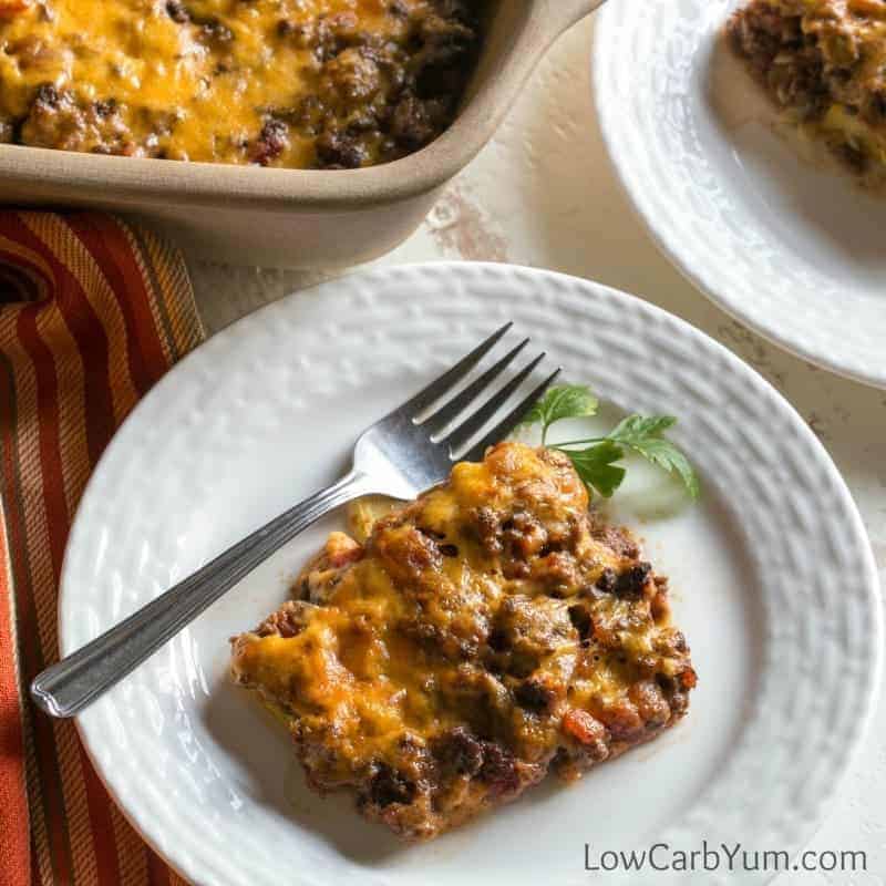 Low carb yellow squash casserole square