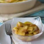 Low carb apple zucchini pie in bowl and fork on plate
