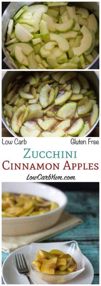 This warm mock low carb apple pie filling will have you fooled. Although made from zucchini, this sweet cinnamon mix tastes like it's made from apples. | LowCarbYum.com