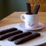 Chocolate low carb biscotti cookies on plate