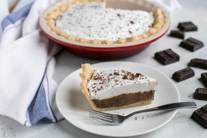 Sugar Free Chocolate Cream Pie / Turtle Cheesecake Pie | Plain Chicken® : Sugarfree chocolate cream pie made lower in carbs, and with a nut free and sugar free pie crust!