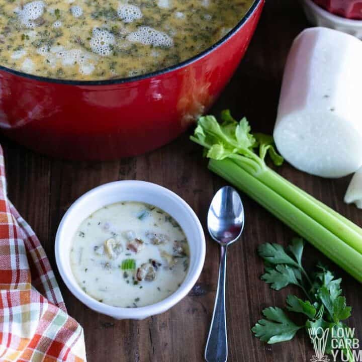 Keto Clam Chowder Low Carb New England Style Low Carb Yum