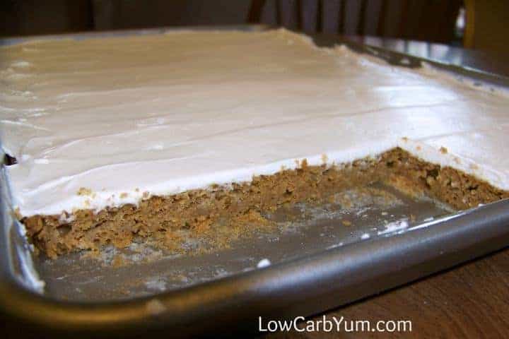 Low carb pumpkin bars sliced in pan