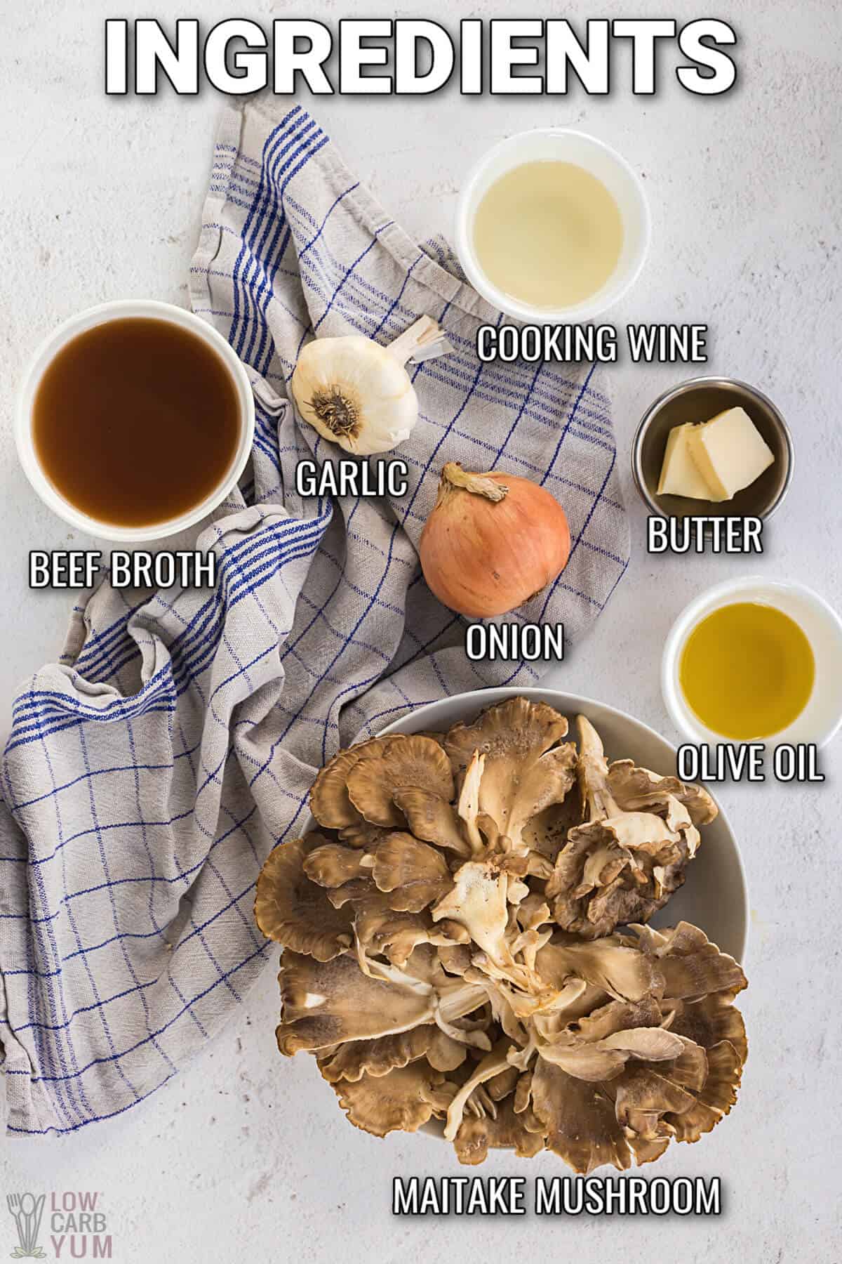 ingredients for maitake mushroom recipe
