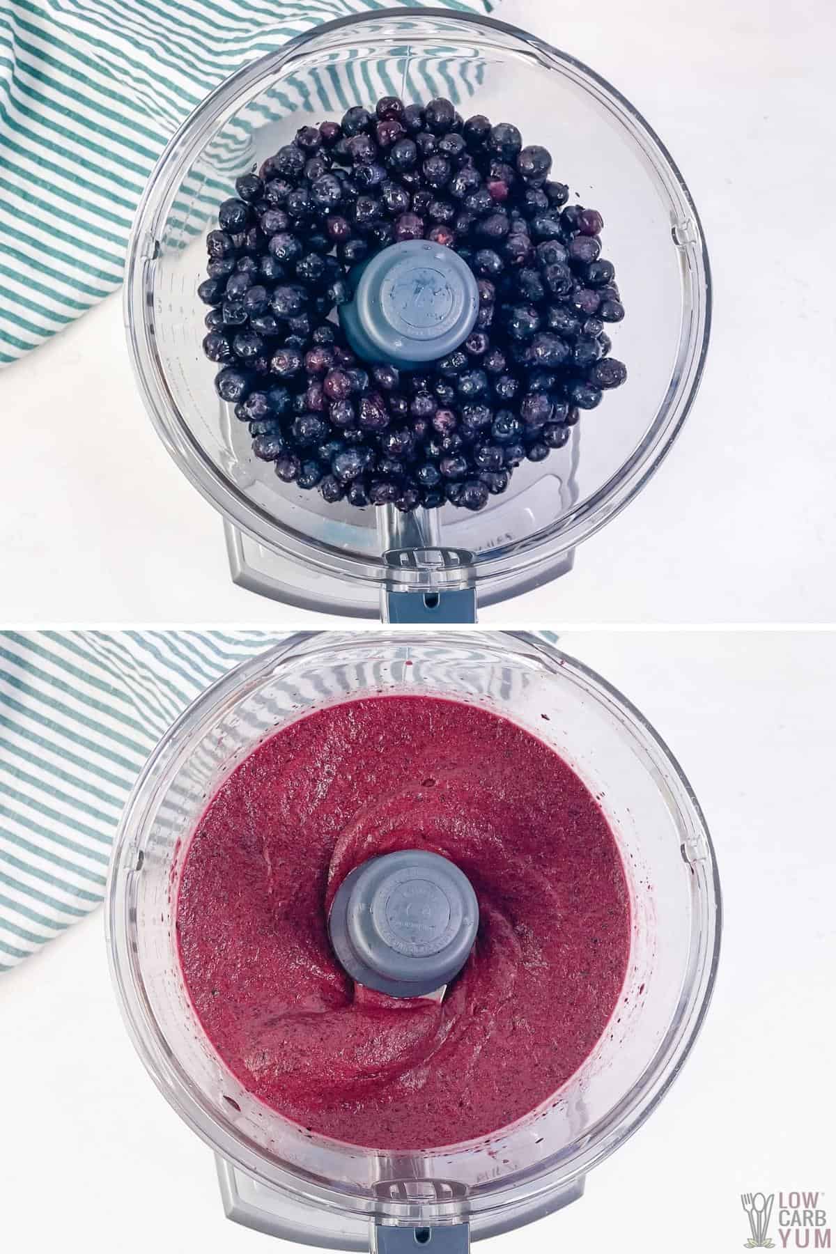 blueberries into puree in food processor.
