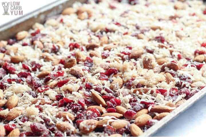 Trail mix on sheet pan