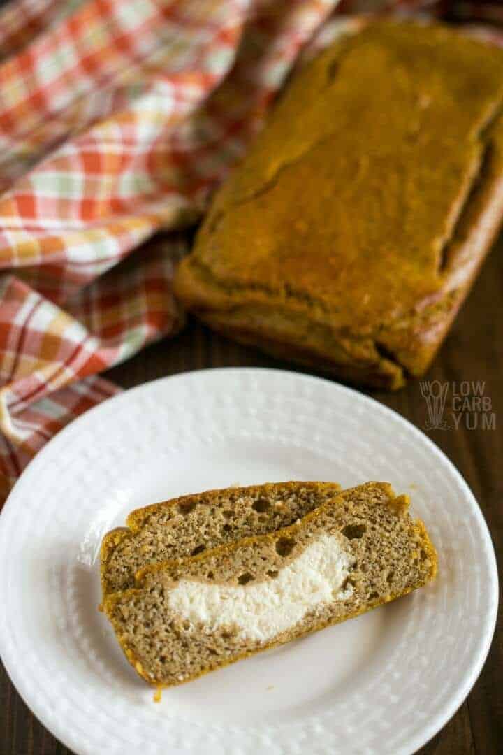 Low carb gluten free cream cheese pumpkin bread