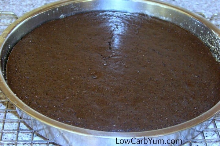 low-carb peanut flour chocolate cake baked
