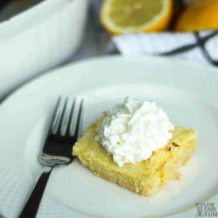 Low Carb Lemon Bars Recipe (Keto, Gluten Free) | Low Carb Yum