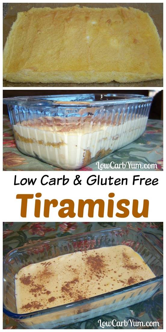 A delicious low carb tiramisu that's also gluten free. The cake layer is made using almond flour and the dessert is sweetened with stevia and erythritol. #lowcarb #tiramisu #keto #ketorecipe #ketodessert | LowCarbYum.colm