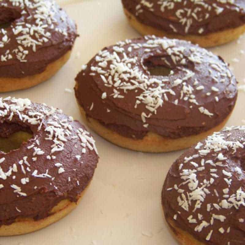 Coconut Donuts with Chocolate Icing