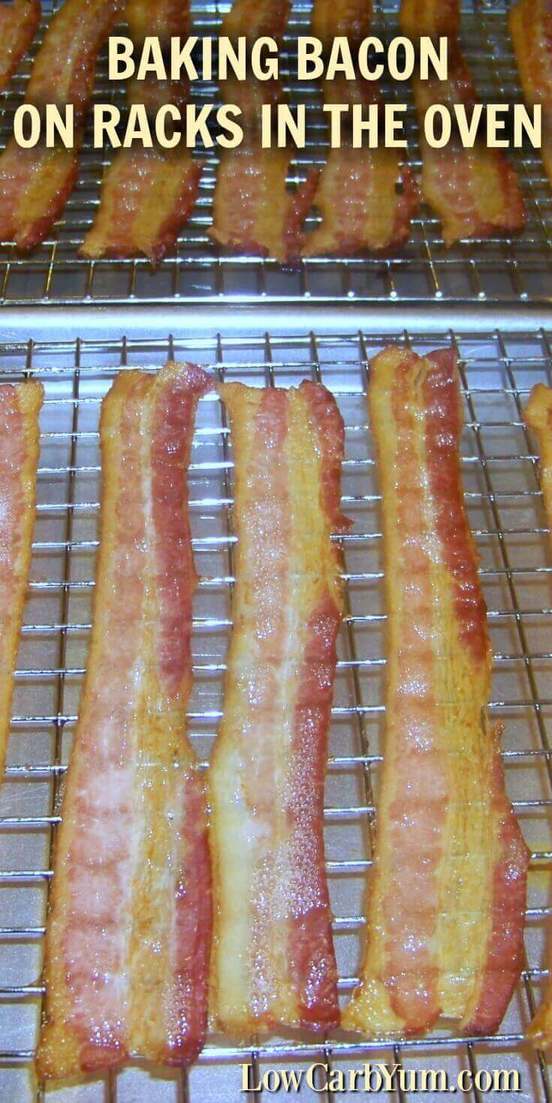 Baking bacon is much easier than frying it up in a pan. This method raises the meat in the pan so the strips aren't loaded with grease. | lowcarbyum.com
