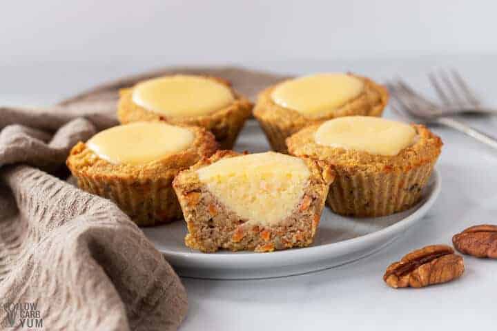 keto carrot cake muffins on plate