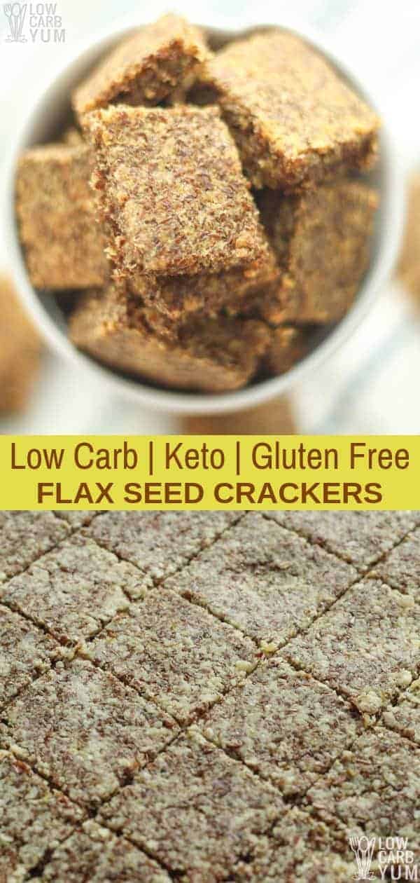 An easy to make keto flax seed crackers recipe with garlic parmesan flavor. These simple low carb crackers are a great homemade snack. | #lowcarb #keto #glutenfree #weightwatchers #ketorecipes #Atkins #ketosnack | LowCarbYum.com