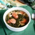 Easy sausage kale soup with mushrooms