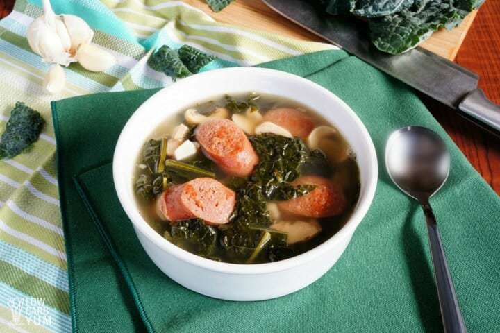 Easy sausage kale soup with mushrooms