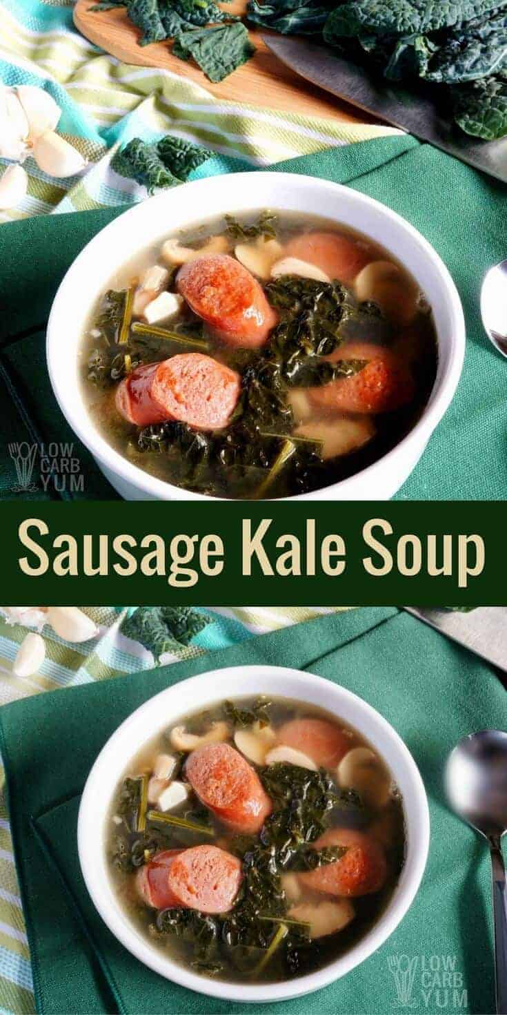 Sausage Kale Soup with Mushroom Recipe | Low Carb Yum