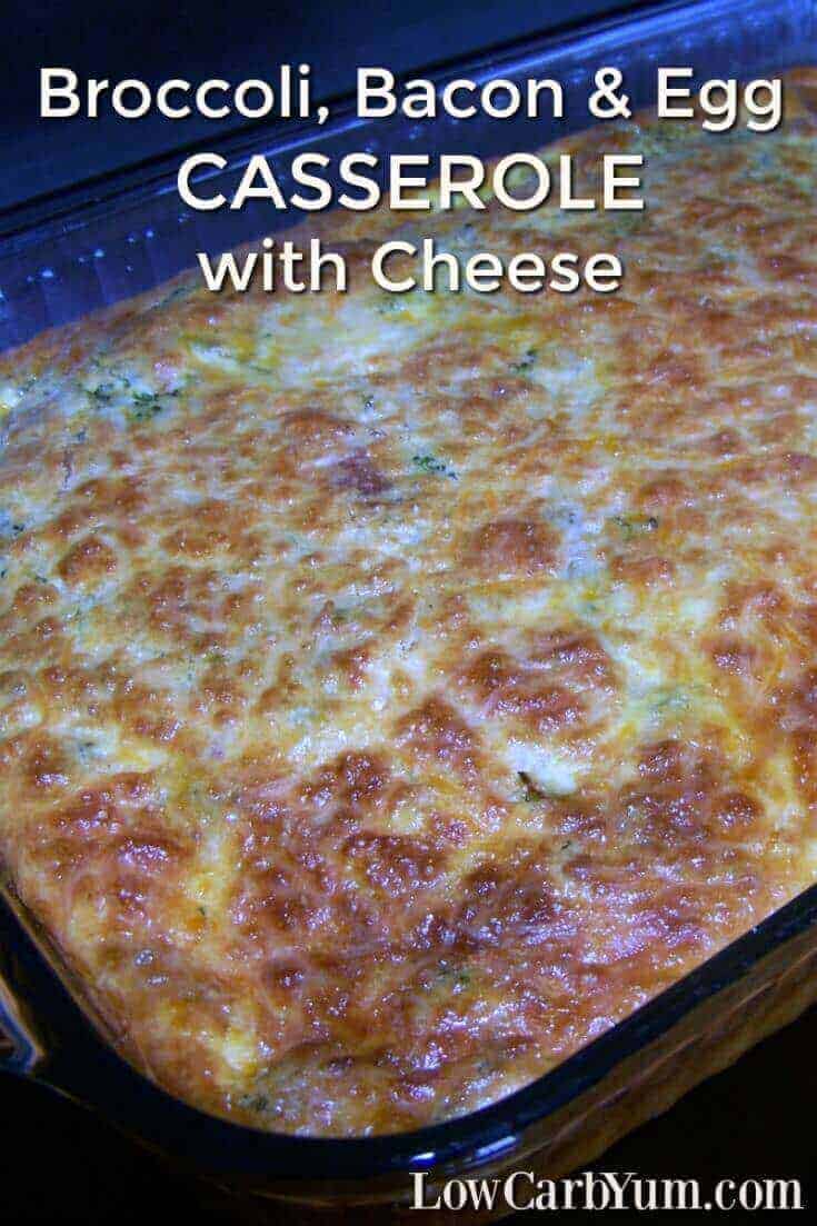 Eggs! They are a staple in a low carb diet. This broccoli bacon egg casserole provides enough for several meals with high protein to keep you full longer. | lowcarbyum.com