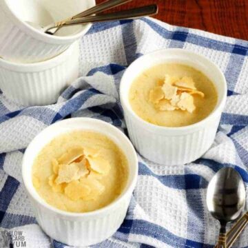 Coconut Pudding in bowls and with spoons