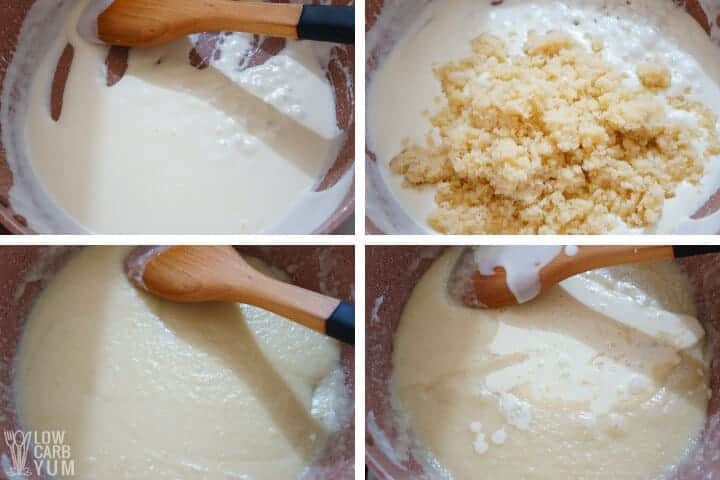 Cooking the low carb coconut pudding