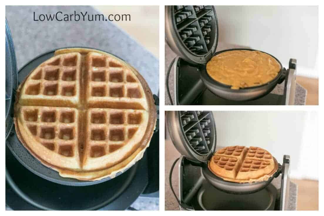 coconut flour batter in waffle maker