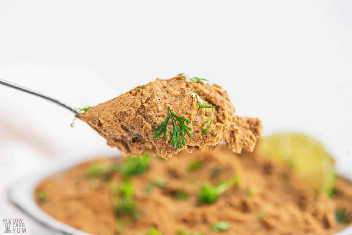 refried beans keto on spoon