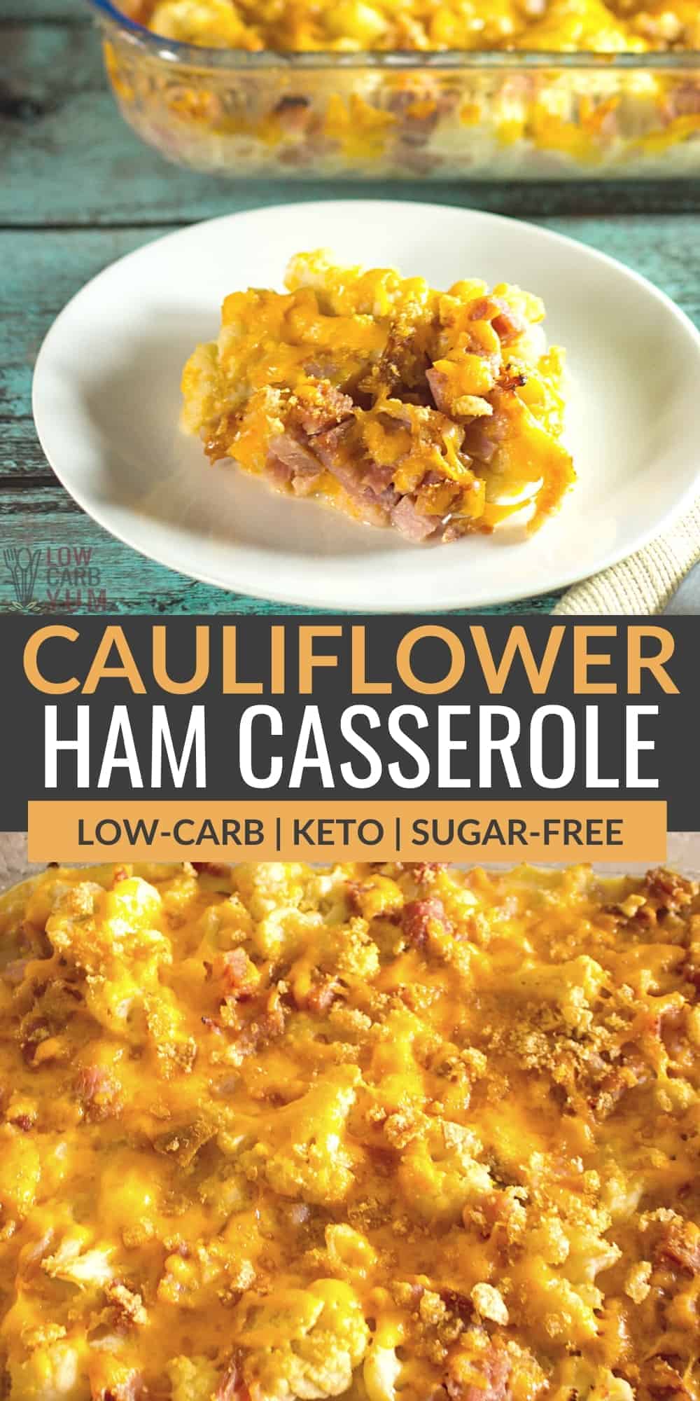 cauliflower and ham casserole pinterest image