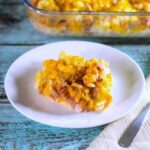 Low carb cheesy cauliflower casserole with ham recipe