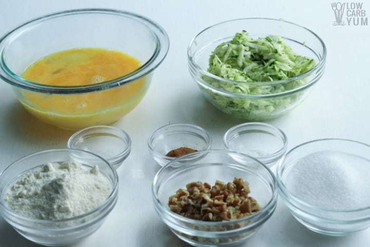 Ingredients to make paleo friendly coconut flour zucchini muffins