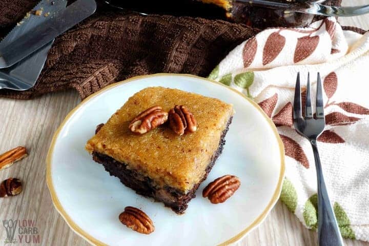 Slice of the German chocolate zucchini cake on plate