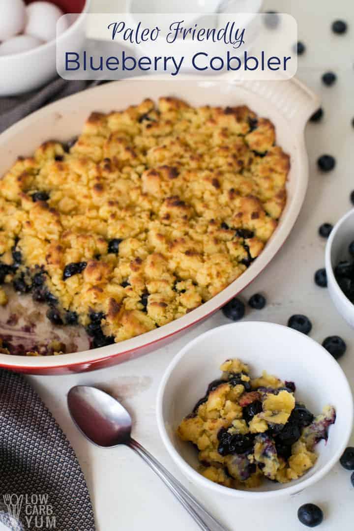 Paleo blueberry berry cobbler with coconut flour