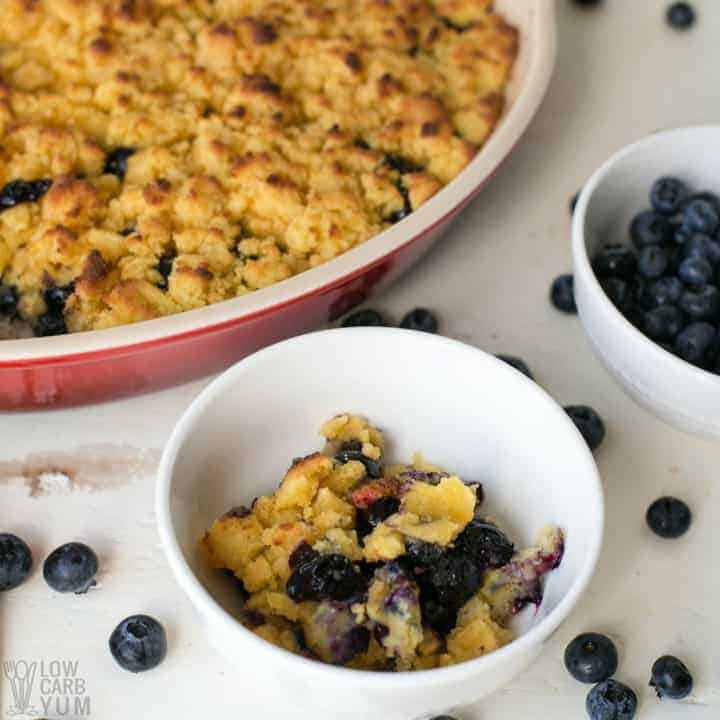 Serving a paleo blueberry cobbler 