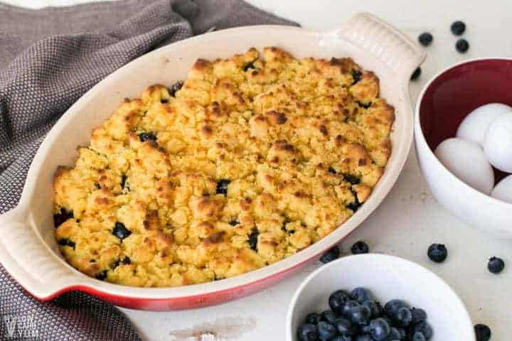 Baked paleo blueberry berry cobbler