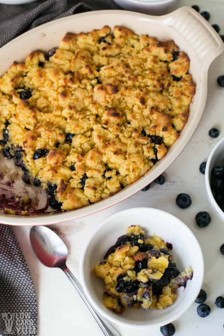 Paleo berry blueberry cobbler recipe with coconut flour