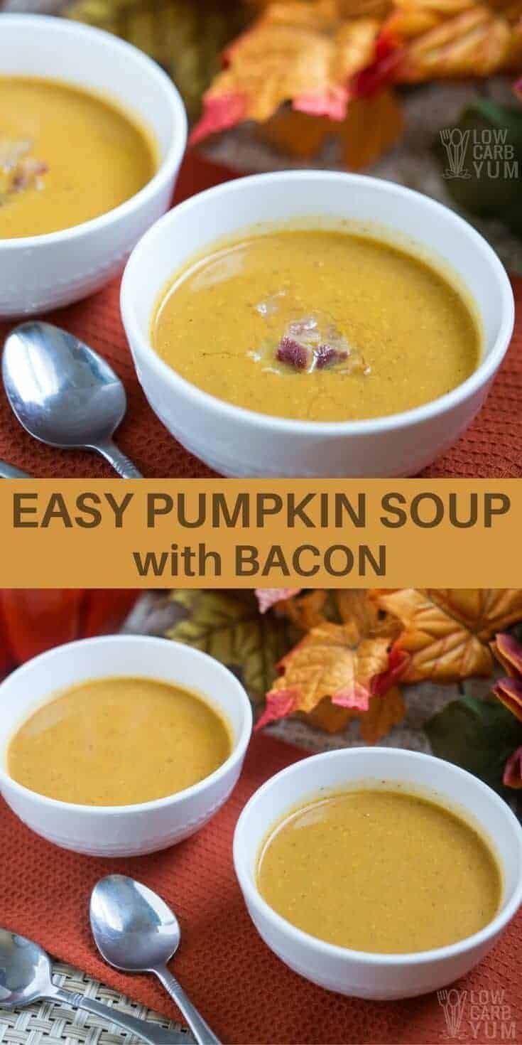 Easy Keto Creamy Pumpkin Soup With Bacon
