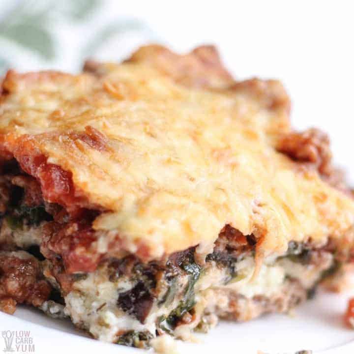 No Noodle Spinach And Meat Lasagna With Eggplant Low Carb Yum