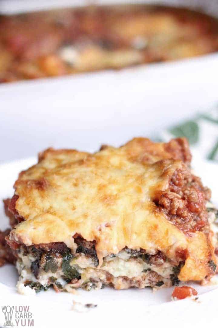 No Noodle Spinach and Meat Lasagna with Eggplant | Low Carb Yum