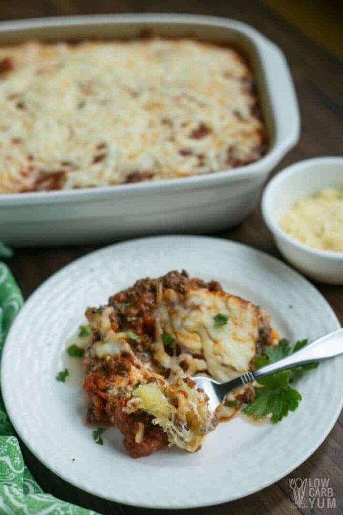 Spaghetti Squash Lasagna with Meat Casserole | Low Carb Yum